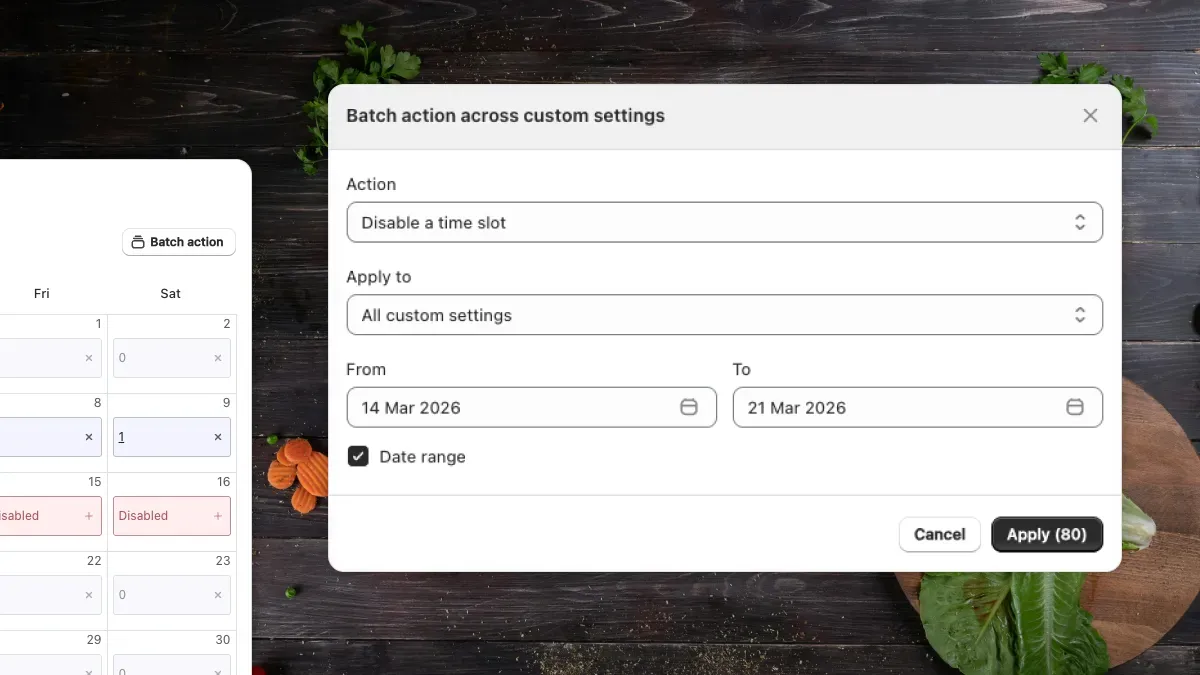 Edit one-off and disabled dates in bulk