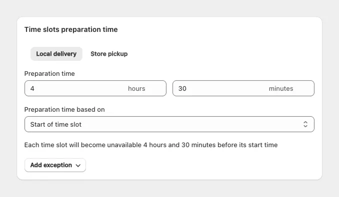 Buunto preparation time settings